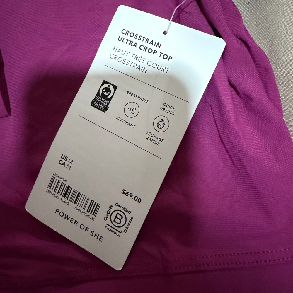 NEW ATHLETA Crosstrain Ultra Crop Top-M